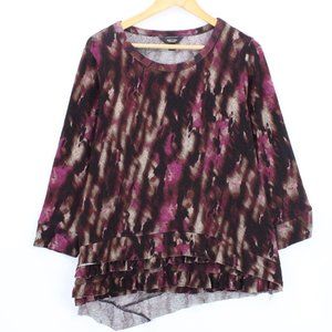 Simple Vera Womens Shirt Blouse Multicolor Long Sleeve Crewneck Tunic Size PXL